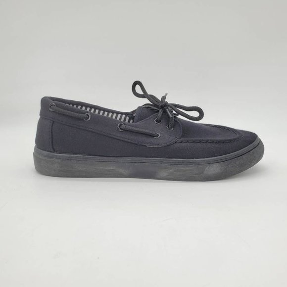 Boat Shoes Womens‎ Black Slip On 2 Eye Lace Up Moc Toe Stitching 9 - Picture 1 of 10